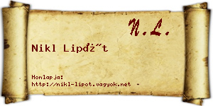 Nikl Lipót névjegykártya